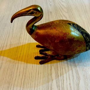 ITALIAN 50'S EGYPTIAN-INSPIRED GILTWOOD AND BRASS IBIS SCULPTURE